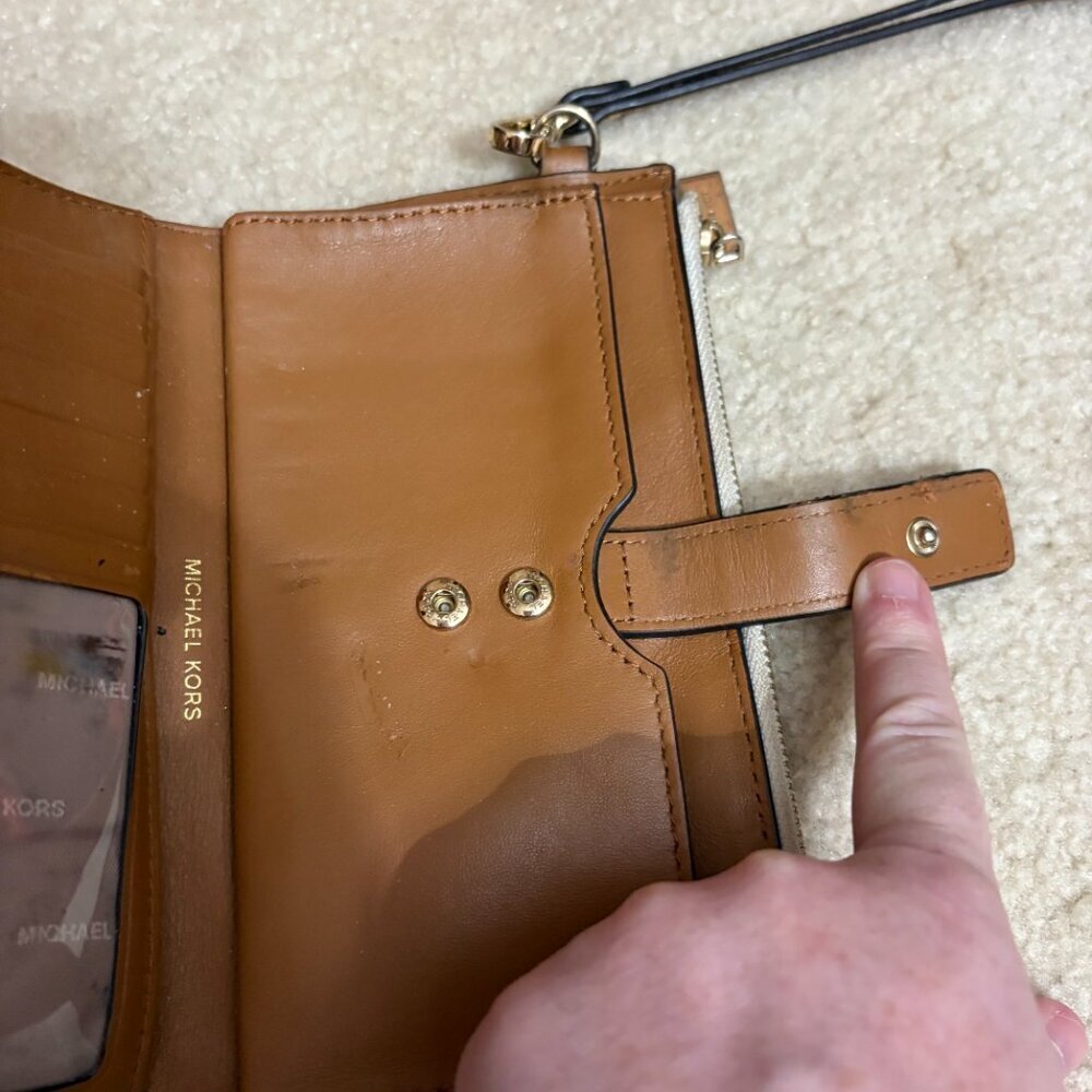 Michael Kors Jet Set Travel Large Wristlet Wallet – Brown MK Logo - Picture 10 of 16